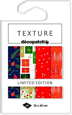 Decopatch TD876C - Packung mit 4 Bögen Texture Papier mit Metallic-Effekt, 30x40 cm, 4 Stück sortiert, Little Gift