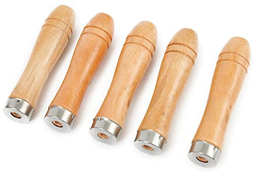 HpLive 5 Stück Feilenheft, Holzfeile Griff mit starken Metallhalsbänder, Holzfeilengriff 110mm für Feilen Und Raspeln 6 mm Loch