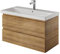 Lomadox Bad Waschtisch, 90cm, grifflos, in Riviera Eiche Nb. mit Keramik Waschbecken, B/H/T ca. 90/53,2/45 cm