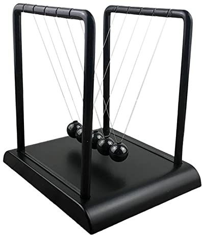predolo Newton's Cradle Balance Balls with Black Stand Decoration Desk Toy Physics Learning 5 Pendulum Balls Adults in