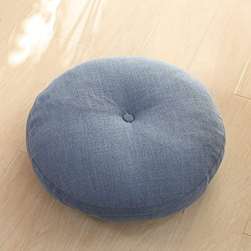 SUARIA Rund Leinen Aus Baumwolle Sitzkissen Super Weich Cord Meditationskissen Waschbar Atmungsaktiv Jogakissen Für Joga Wohnzimmer Dekoration-Hellblau 40cm(16inch)