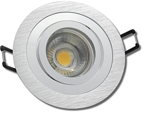 Kamilux 8x LED Einbaustrahler Deckenleuchte Hajo / 230V / Rund / 5W / 455lm / Lochausschnitt=72-80mm / Aussen=90mm / Einbautiefe=60mm / Farbe=Aluminium geb. / Lichtfarbe=LED-Neutralweiß