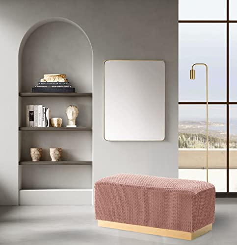 Chic Home Beatrix Sitzbank, strukturiert, Samt, glatt, goldfarben, Metallsockel, modern, Rouge