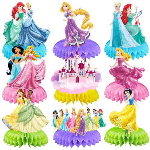 Siphus Tischdekoration Geburtstag Mädchen, 9 Stück Honeycomb Dekorationen, Kindergeburtstage Party Tischdeko, Bienenwabe Mittelstücke fü Prinzessin Thema Geburtstagsparty