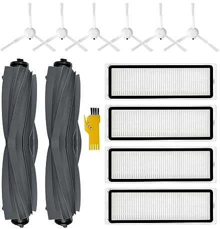Laimaiou Kit d'accessoires pour aspirateur robot Dreame L10s Ultra L10s Pro L10 Ultra D10s Plus Pièces de rechange 12 paquets 2 brosses à rouleaux, 4 filtres, 6 brosses latérales