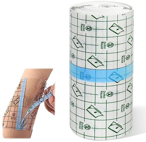 SPERMUOY Vendaje Transparente Impermeable,10cm x 10m Cinta Adhesiva Heridas Vendaje,Vendaje para Tatuajes,Transparente Rollo de Película Impermeable, Después De La Cirugía, Duchas