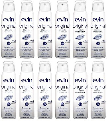 EVIN | Deodorant Spray, sanfte Frische, Antitranspirant, 72 Stunden, 12 Stück, 150 ml