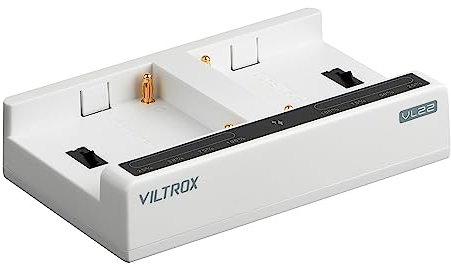VILTROX VL22 NP-F550 Chargeur Batterie 2 Canaux Double Slot Chargement Rapide pour NP-F750 NP-F970 (avec Port Type C, Sortie Max 8,4V / 2A, Indicateur LED)