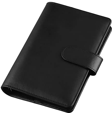 Kyaoayo A5 Ringbuch - PU Leder Notizbuch Binder für NachfüLlpapier, NachfüLlbarer Planer Organizer Mit Magnetisch Schnalle SchließUng (Schwarz)