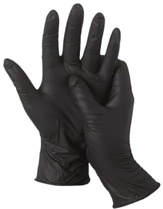 CHAWLA Black Pearl Nitrile Examination - Multipurpose, Powder Free and Latex Free Disposable Gloves, Box of 100 Gloves, Black (10 Boxes (1000 Gloves), XL)