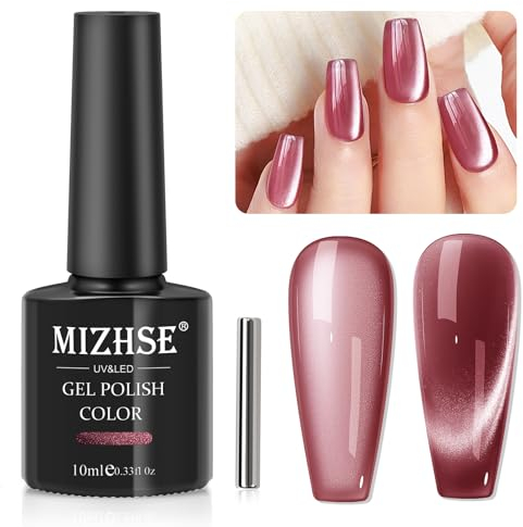 MIZHSE Cat Eye UV Cel Nagellack Rot 10ml Cateye UV Gel Maillard 9D Cateye Magnet UV Nagellack Cat Eye Gel mit 1 Magnet Nagellack DIY Art Maniküre Gel Lacke Für UV Lampe