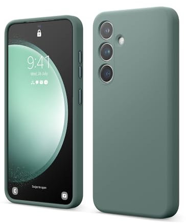 elago Cover Silicone Liquido Compatibile con Samsung Galaxy S24 Case, Custodia Silicone Premium, Protezione Completa [Struttura Antiurto a 4 Strati], Fodera in Morbida Microfibra (Verde Notte)