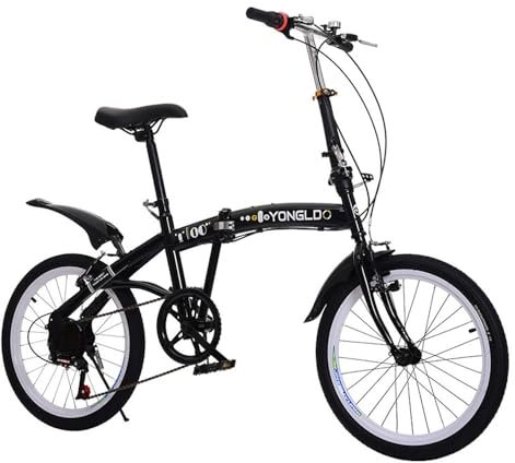 Kcolic Falträder, 20 Zoll Faltrad, Zusammenklappbar, 6 Gang Fahrrad, Verstellbar, Doppel V Bremse, Faltrad Black,20inch