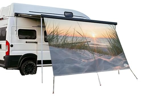CAMPIDOO Textil Sonnensegel | OSTSEE-Strand Fotodruck | Sonnen- und Sichtschutz | Markisen Vorderwand | Kederleisten Befestigung | Camping Zubehör (400cm)