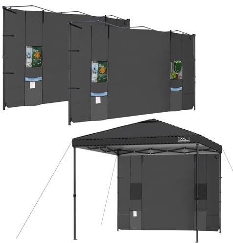 KAMPKEEPER Instant - Paredes laterales de toldo de 10 x 10 pulgadas con 4 bolsillos para marco de toldo emergente, paquete de 2 paneles solares para toldos de 10 pies al aire libre con pierna recta