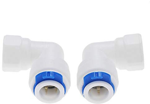 XINCXIN Schlauchanschluss, Gartenschlauch-Schnellanschluss, 2 Stück, Wasseranschluss, Winkelstück, 3/8 Zoll Schlauch, 1/4 Zoll Innengewinde, Kunststoffrohr, Schnell-Osmose-Anschluss