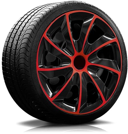 RADKAPPEN-Koenig 14 Zoll RKK02 schwarz/rot Radkappen Radzierblenden 4 Stück