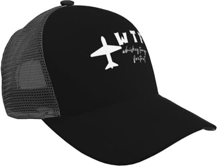 WTF Whiskey Tango Foxtrot Baseballkappe für Männer und Frauen, verstellbare Mesh-Trucker-Mütze, Schwarz