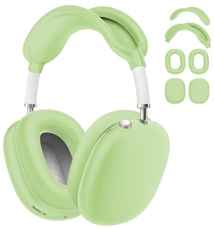 Writiany Silikon-Schutzhülle für AirPods Max Kopfhörer, Airpods Max Ohrmuschelabdeckungen/Ohrpolster-Schutzhülle/Kopfbandabdeckung/Max Kopfband-Pad, 4-in-1-Zubehör für Apple AirPods Max (Grün)