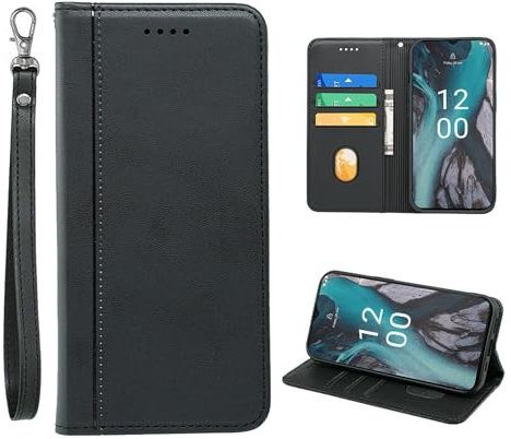 LYZXMY mobile phone case for Nokia C22(6.5), Premium PU Wallet Case, with stand/card holder/magnetic closure Mobile phone cover-Black