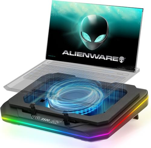 Cooling Pad for Dell Alienware m17 m16 m15 x17 x16 x15 x14 Area-51m 14-17 inch Gaming Laptop,Cooler it is Undoubtedly The King of Heat Dissipation with Powerful Turbo Fan,6 RGB Light Mode,Touch Start