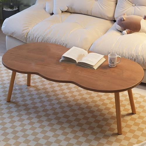 Table basse en noyer de style nordique 80 x 40 x 42 cm, design moderne, facile à assembler et à nettoyer, parfaite pour les petits espaces, salon, salon de thé, balcon