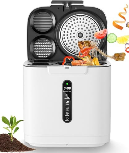 Compostador eléctrico para cocina, contenedor de abono de 4 litros, compostador interior sin olor, eficiente con filtro de carbono sin olor, convierte los residuos en fertilizante seco, contenedor de