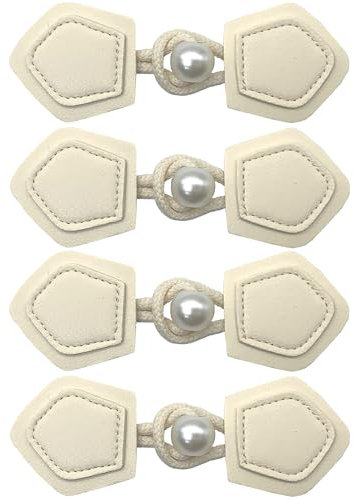 DHER KnöPfe Mit Verschluss Leder Buttons FüR Mantel Notizbuch Tasten KnöPfe Verschluss Jacken 4 Paar Knopf Pullover Windjacke Harz Knopf Mantel Knopf Horn Knopf Mode Rucksack (Beige1)