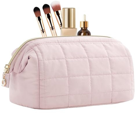 Make-up-Tasche, gesteppte Kosmetiktasche für Damen, große Kapazität, Reisetasche, Kosmetiktasche für Männer, Frauen, Erwachsene, Kosmetik-Organizer für Toilettenartikel, rose, Refer to description,