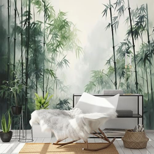 Foggy Bamboo Forest - Custom Size Wall Murals Self-Adhesive Removable Large Photo Wallpaper for Living Room, Bedroom, Bathroom, Office, Dining Room, Children's Room