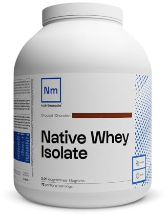 Nutrimuscle Isolat De Whey Native - 2.25 KG Chocolat - Lait Français - Jusqu'à 85% de protéines par dose - Whey Protein - Musculation - Prise de Masse Musculaire