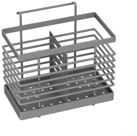 Hanging Kitchen Cutlery Holder Sink Caddie Cutlery Drainer Stainless Steel Kitchen Caddie Spoon And Fork Chopstick Organizer (Gray)