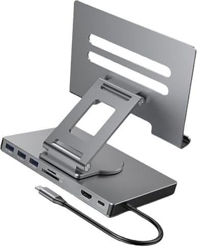 Gramigg 8/9 In 1 Docking Stations Tablets Stand Holder USB Type C USB3.2 Card Reader 3.5MM Foldable Rotatable Desktop Holder