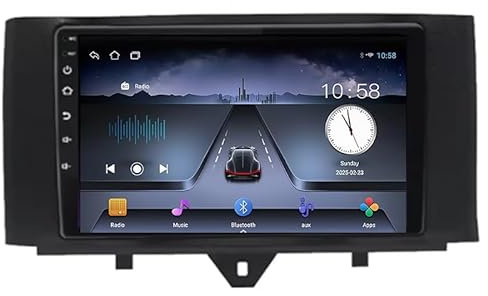 9 Zoll Android 15 Auto Stereo Für Mercedes Benz Smart Fortwo 2 2010-2015 Plug and Play Multi-Touchscreen GPS Navigation Unterstützt WiFi/USB/Spiegel Link/Rückfahrkamera/Lenkradsteuerung Player