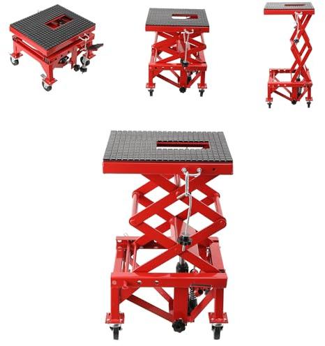 QWEXOB Boden Getriebeheber 158kg Höhe 350-905 mm mit Vier Hochbelastbare Lenkrollen, Floor Transmission Car Jack for Lifting Lowering Gearboxes