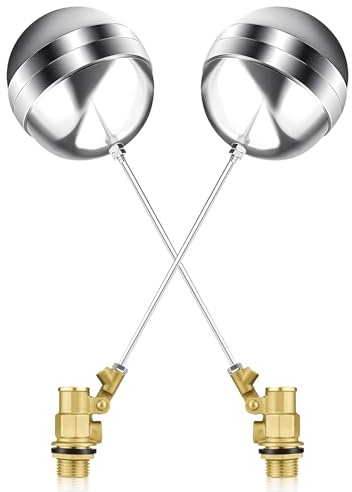 2PCS 1/2 Zoll Edelstahl-Schwimmventil für Wassertank Pool, Messing-Schwimmkugelventil DN15 Wassertank-Schwimmventil Schwimmkugelventil für Wasserträge Wasserspiegelregelung(1/2 Inch)
