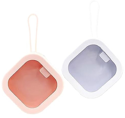 Puthernm Hair Tie Organizer, 2Pcs Hair Accessories Organizer Portable Stackable Hair Containers Pin Holder Travel Small Box Easy to Use Pink White