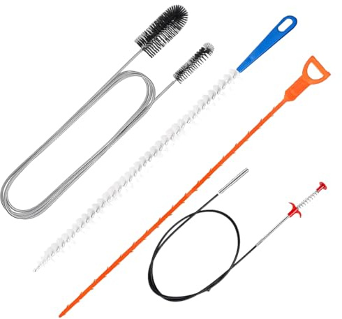 Furet Deboucheur Canalisation, 4 Pcs Brosse de Furet Deboucheur, Drain Outils de Débouchage de Canalisation Kit, Brosse de nettoyage réutilisable pour Débouchage de Canalisation pour Cuisine Douche