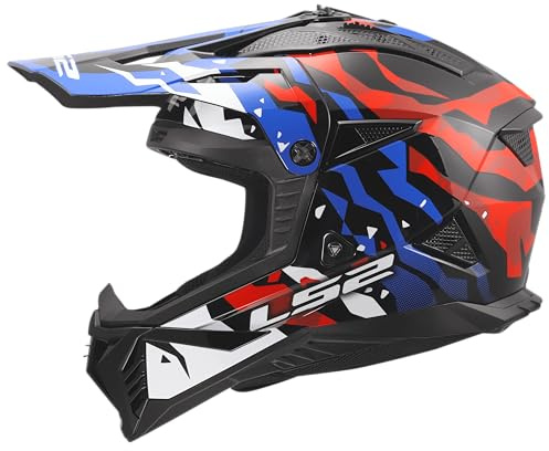 LS2, Motocross Helm FAST II GROTESK White Blue Red, XL