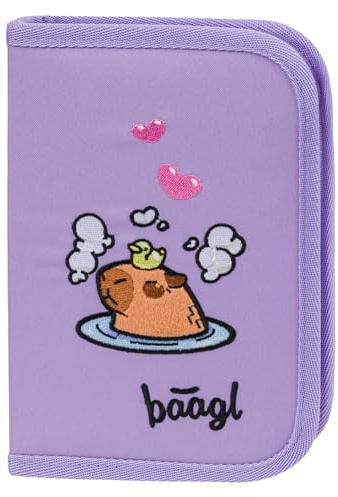 Baagl Federmäppchen Schulmäppchen Schreibwaren Mädchen - Capybara | Das Schüleretui, die Federtasche und Federmappe als Etui oder Federpenal für das Wasserschwein schafft perfekt Ordnung.