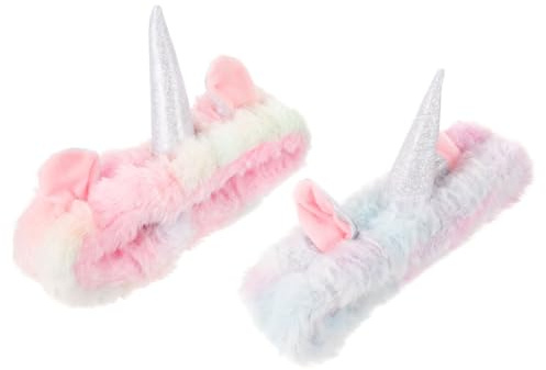 Operitacx Einhorn Haarbänder Einzigartiges Design für Damen 2 Stück-pack Leichtes Dehnbares Stirnband mit Einhornhörnern aus Stoff zum Gesichtwaschen und Partys