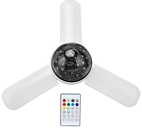 Cocoarm de Luz LED de Techo, ABS PC Dormitorio de Luz LED 48W E27 85V a 265V con Altavoz Bluetooth Control Remoto RGBW 3 Cabezales Plegables para Barra de Dormitorio de Fiesta