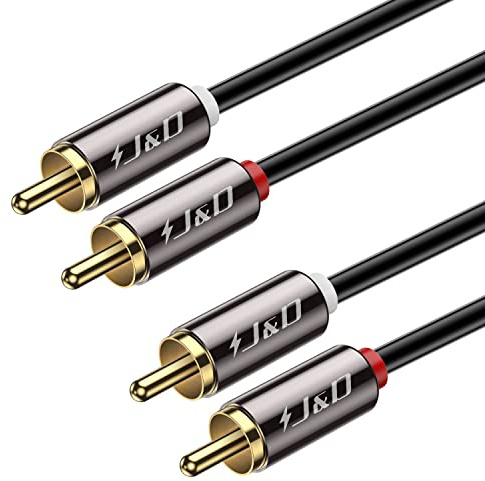 J&D 2 RCA M/M Stereo Audio Cable, Gold-Plated 2RCA Male to 2RCA Male Copper Shell Auxiliary Audio Cord for Home Theater HDTV Amplifiers Hi-Fi Systems Speakers, RCA Audio Cables, 3 Feet