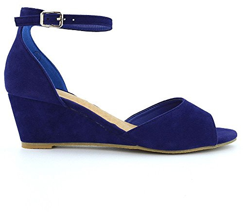 Womens Low Wedge Heel Ankle Strap Sandals Ladies Peep Toe Party Evening Shoes