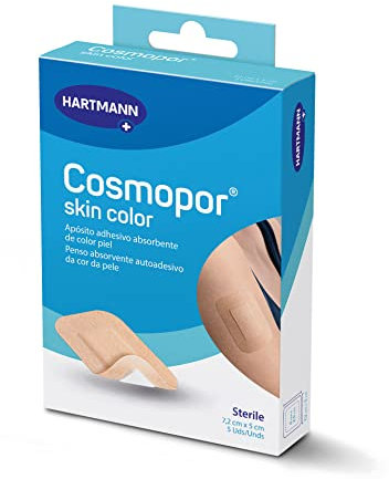 Cosmopor Skin Color: Apósitos Impermeables, Estériles, Perfectos para el Tratamiento de Heridas Menores o Postoperatorias; Color Carne; 7,2x5cm; 5 unidades