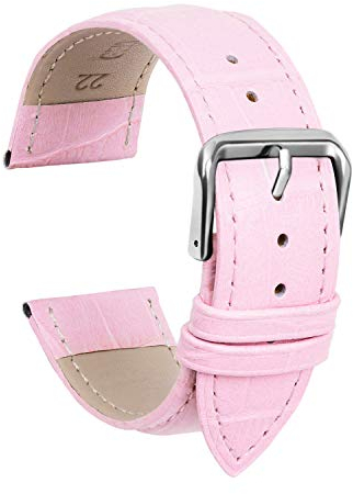 ULLCHRO Unisex Leder Armband mit Edelstahl Silberne Schnalle 21mm Rosa