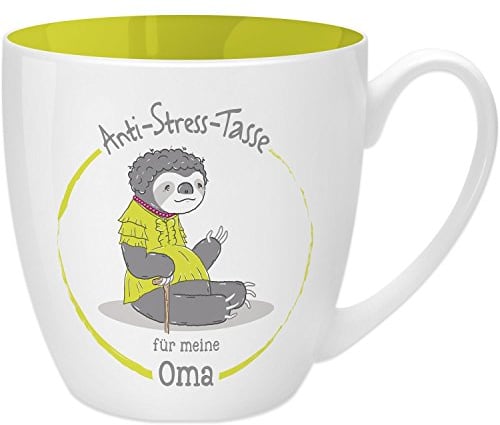 GRUSS & CO 45505 - Tazza anti-stress per la nonna, 45 cl, idea regalo, in porcellana New Bone Cina, 9,5 cm, colore: giallo