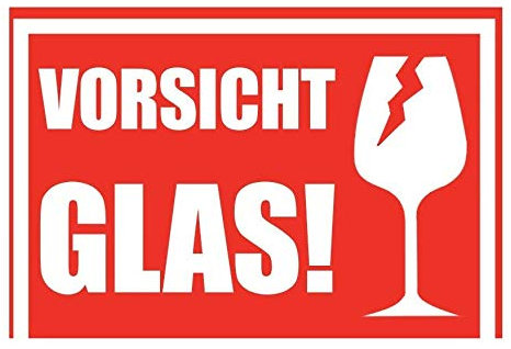 10-1000 x AufkleberVORSICHT GLAS! - Alternativ Vorsicht Glas Klebeband (100)