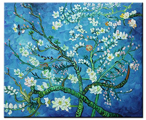 Fokenzary Mandorlo dipinto a mano in fiore Riproduzione di Vincent Van Gogh Tela per soggiorno Camera da letto Incorniciato Pronto da appendere