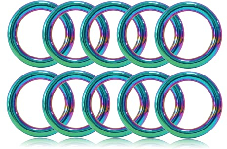 O - Ring aus Druckguss 25mm, 10er Set, DIY Hunde-Leine/Hunde-Halsband, nichtrostend, Ideal mit Paracord 550, geschweißt, Farbe: Regenbogen/Rainbow
